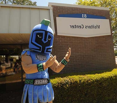 argie in front of the uwf visitors center